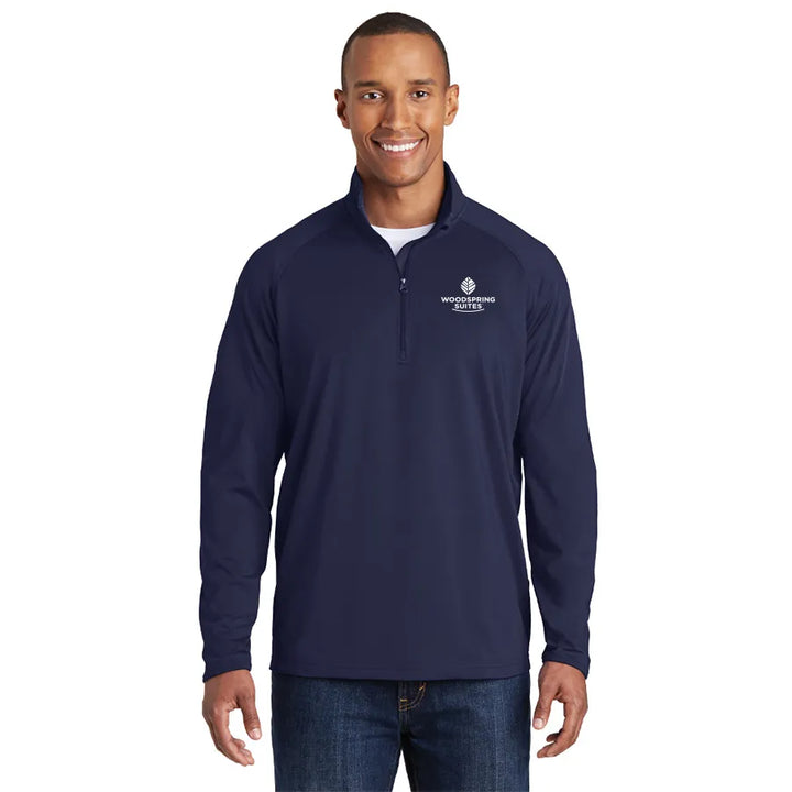 Men's Stretch 1/2-Zip Pullover - WoodSpring Suites - Sable Hotel Supply