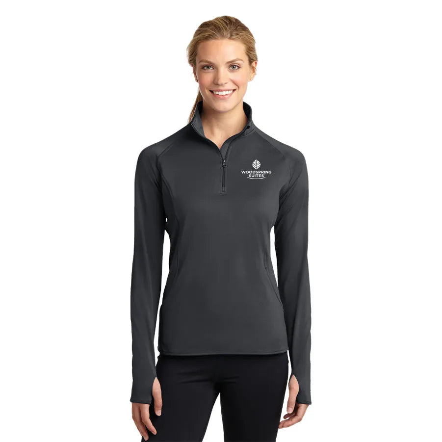 Women's Stretch 1/2-Zip Pullover - WoodSpring Suites - Sable Hotel Supply