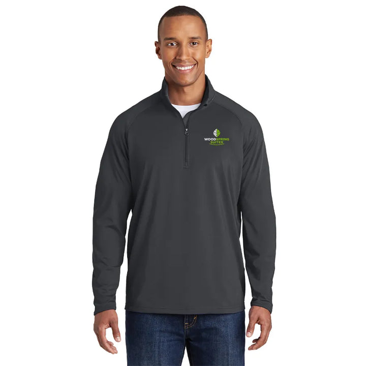 Men's Stretch 1/2-Zip Pullover - WoodSpring Suites - Sable Hotel Supply