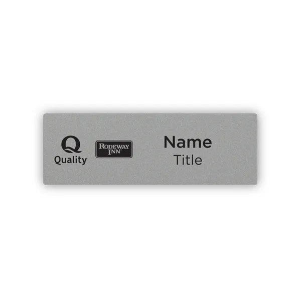3" x 1" Dual-Brand Name Badge - Quality & Rodeway - Sable Hotel Supply