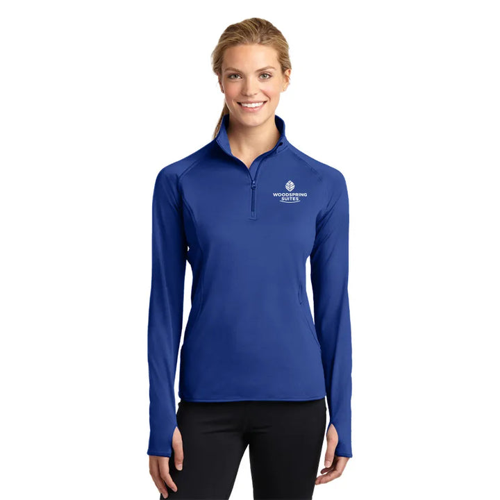 Women's Stretch 1/2-Zip Pullover - WoodSpring Suites - Sable Hotel Supply