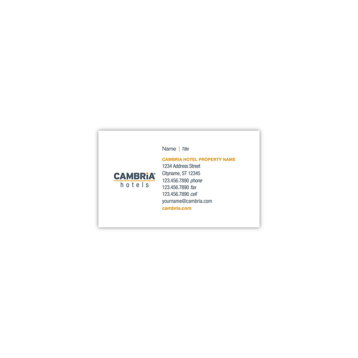 Cambria Business Card - Sable Hotel Supply