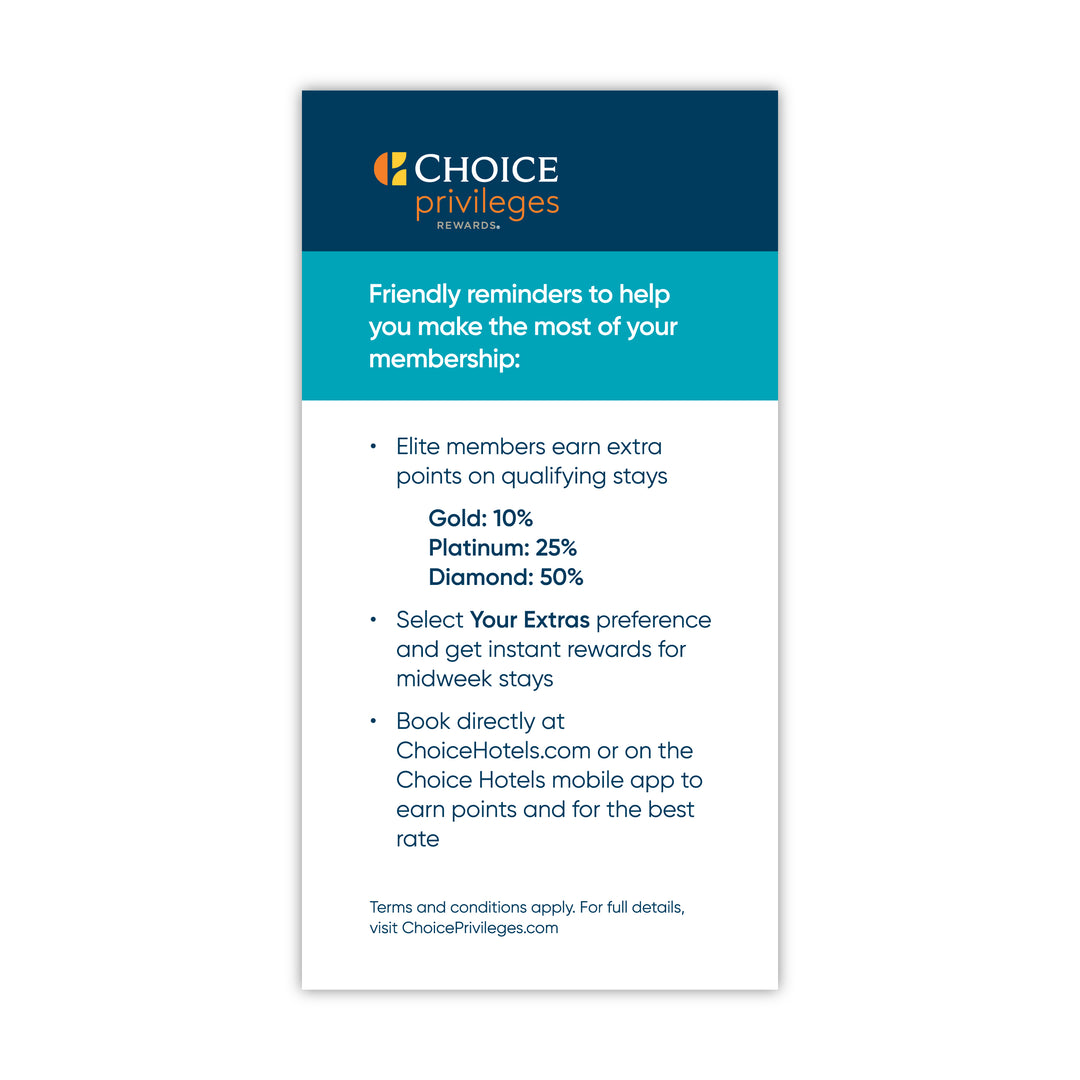 Key Card Insert - Clarion - Choice Privileges – Sable Hotel Supply