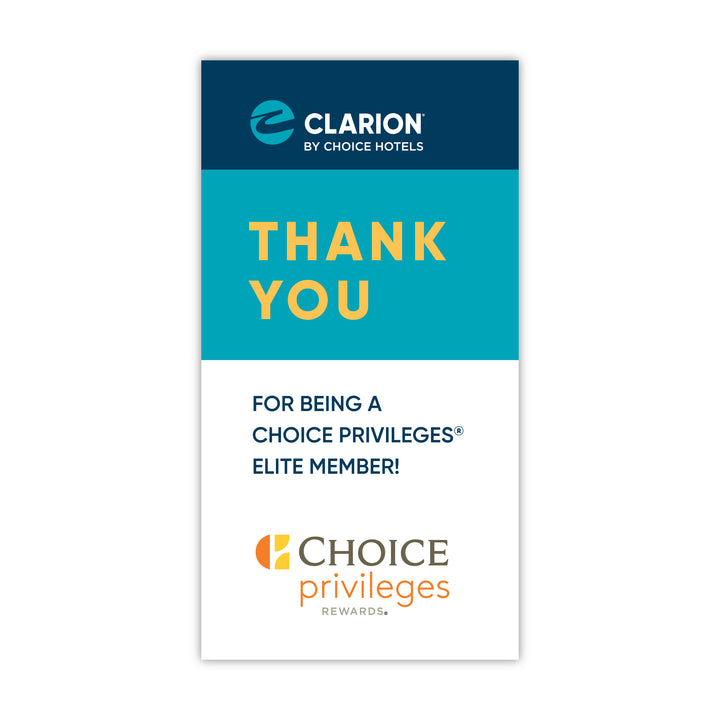 Clarion Choice Privileges Key Card Insert - Sable Hotel Supply