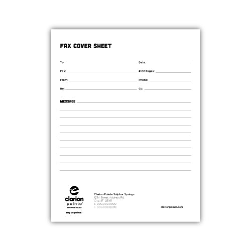 Fax Cover Sheet - Clarion Pointe – Sable Hotel Supply