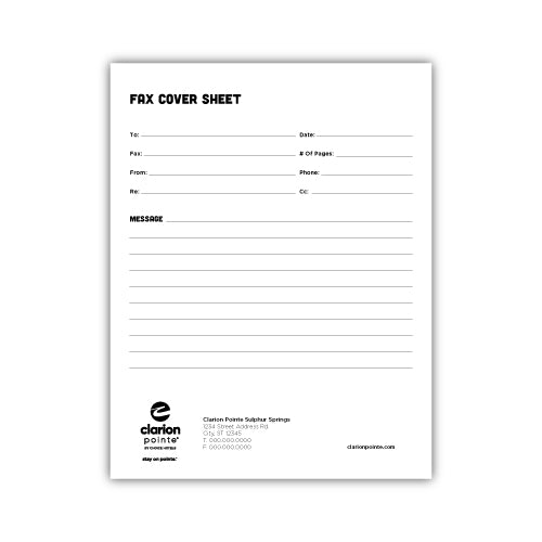 Fax Cover Sheet - Clarion Pointe - Sable Hotel Supply