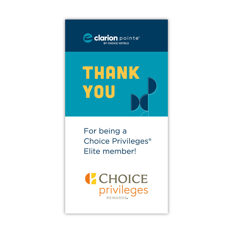 Clarion Pointe Choice Privileges Key Card Insert - Sable Hotel Supply