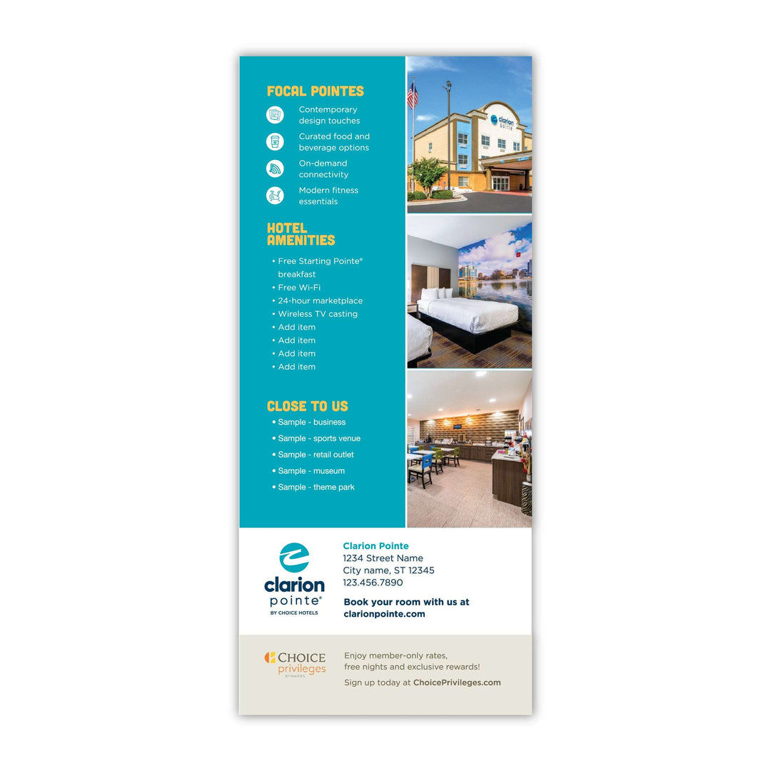 Clarion Pointe Rack Card - Sable Hotel Supply