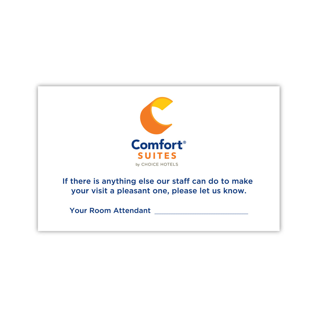 Housekeeping Card - Comfort Suites - Sable Hotel Supply