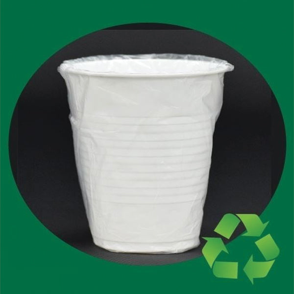 9-oz White Plastic Cups ~ Wrapped - Sable Hotel Supply
