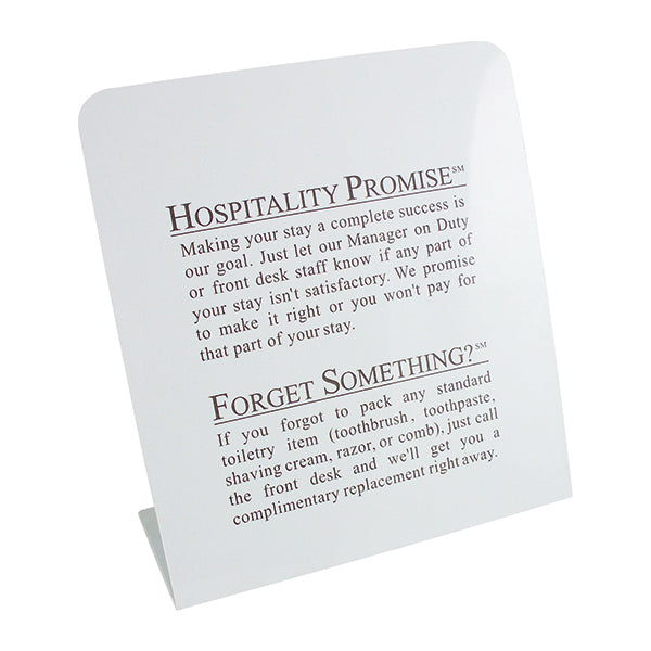 Hospitality Promise - Forget Something Sign - Combo - Sable Hotel Supply