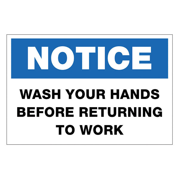 Wash Hands Before Returning to Work - Sign - Sable Hotel Supply