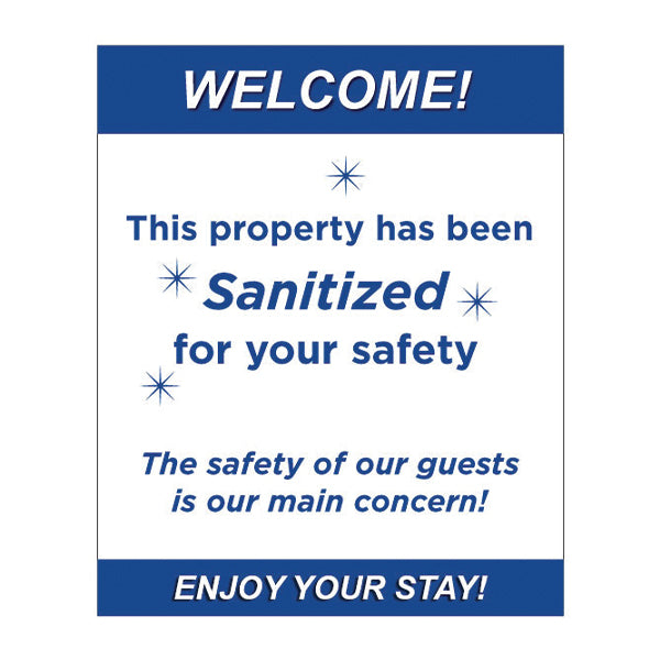 Sanitized Property - Sign - Sable Hotel Supply