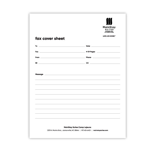Fax Cover Sheet - MainStay - Sable Hotel Supply