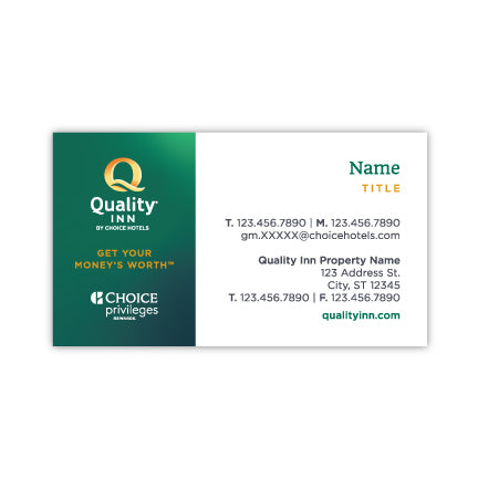 Quality Business Card - Sable Hotel Supply