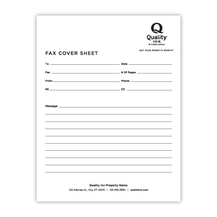 Fax Cover Sheet - Quality - Sable Hotel Supply