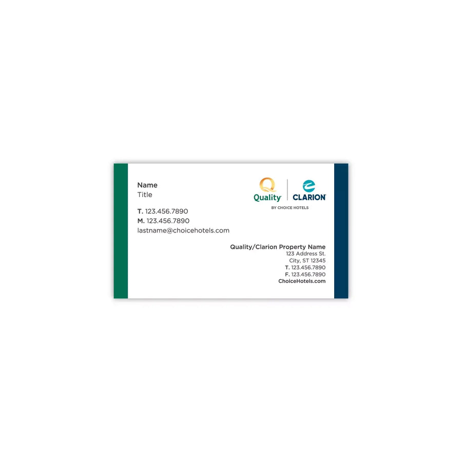 Dual-Brand Business Card - Quality & Clarion - Sable Hotel Supply