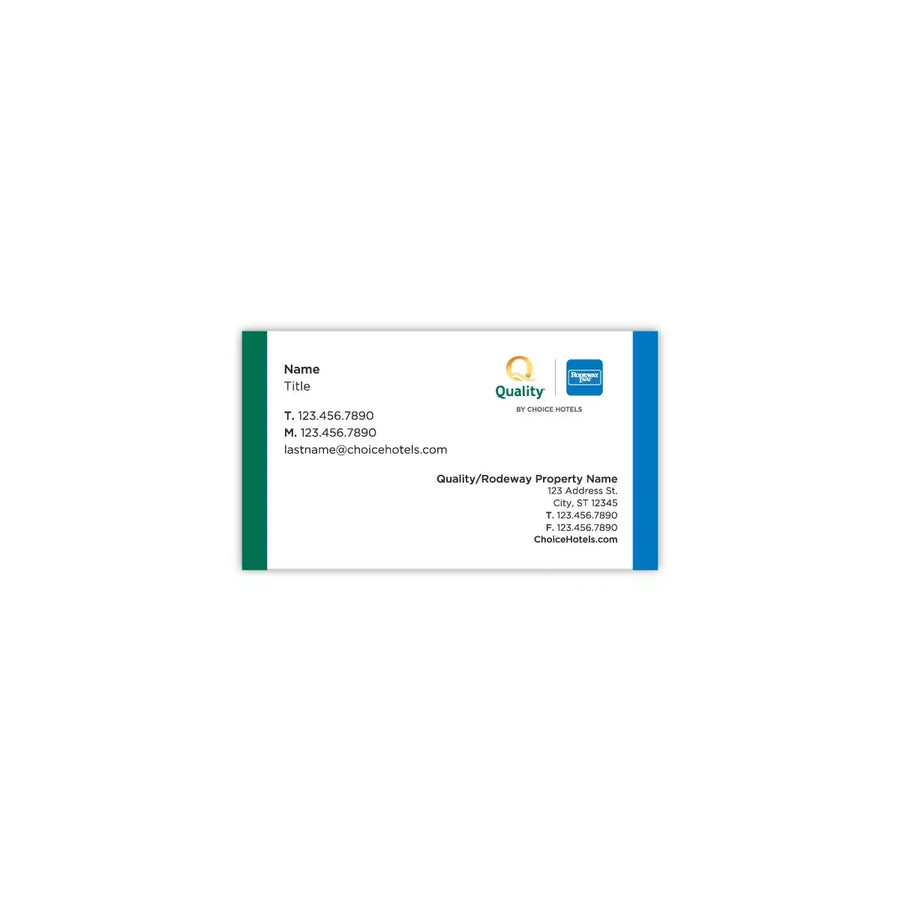 Dual-Brand Business Card - Quality & Rodeway - Sable Hotel Supply