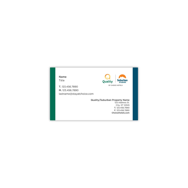 Dual-Brand Business Card - Quality & Suburban - Sable Hotel Supply