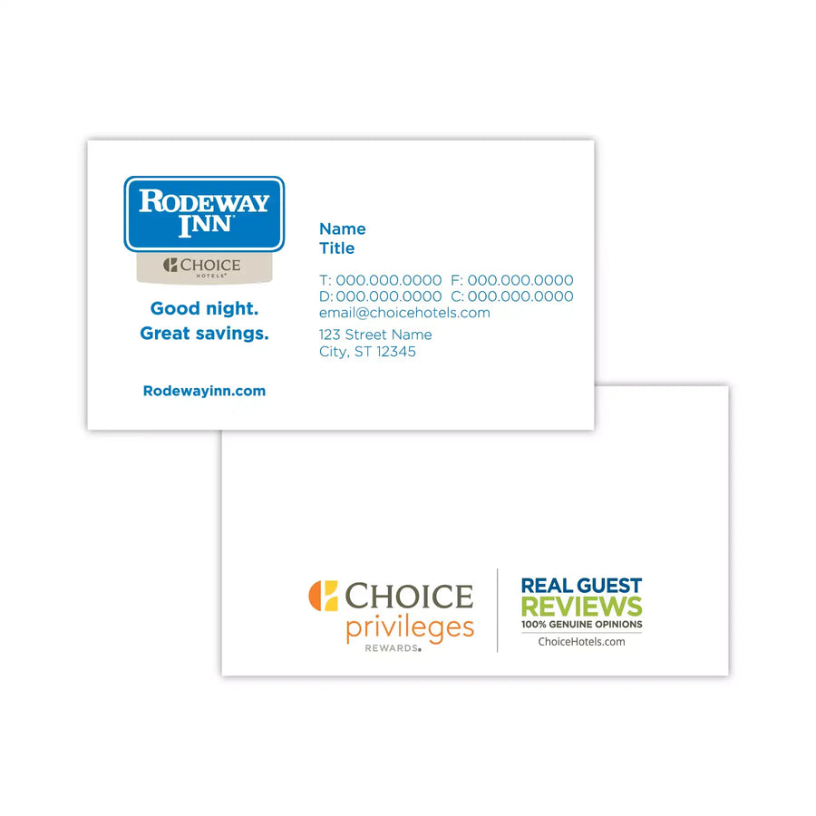 Rodeway Business Card - Sable Hotel Supply