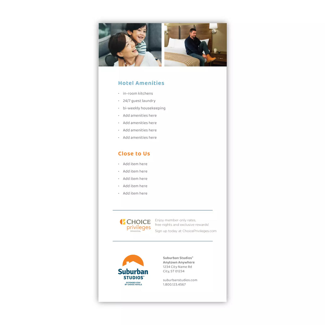 Lodging Rack Card Rack Card - Suburban Studios – Sable Hotel Supply