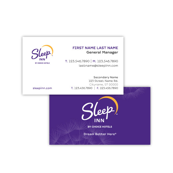 Sleep Business Card - Sable Hotel Supply