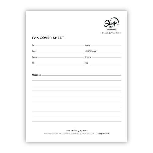 Fax Cover Sheet - Sleep - Sable Hotel Supply