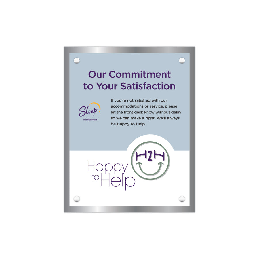 Sleep Inn “Commitment to Satisfaction” Plaque - Sable Hotel Supply