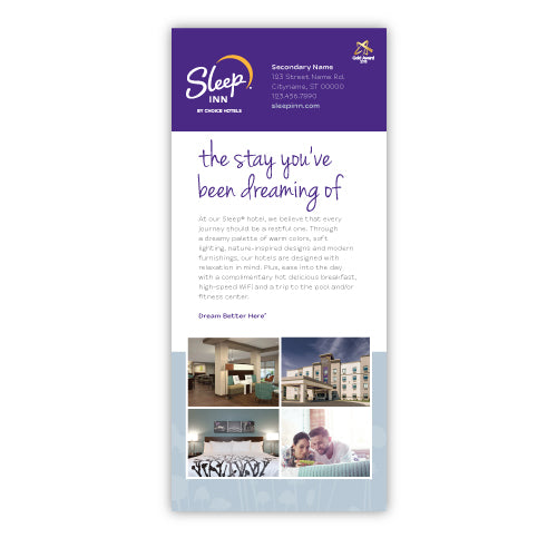Rack Card - Sleep Inn – Sable Hotel Supply