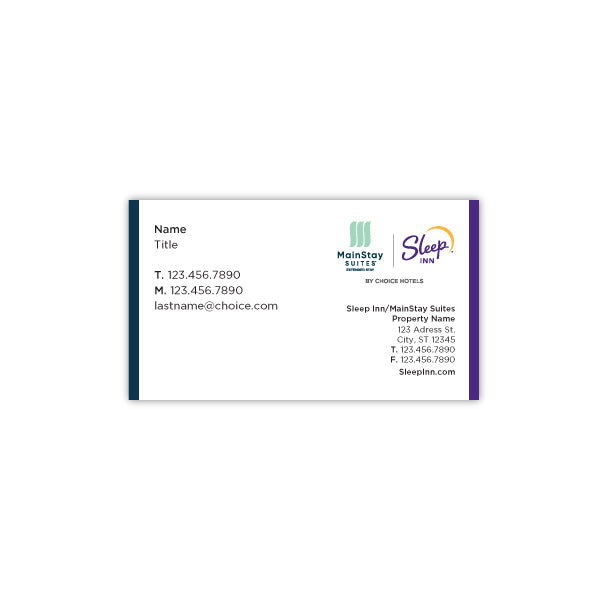 Dual-Brand Business Card - Sleep & MainStay - Sable Hotel Supply
