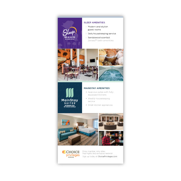 Lodging Rack Card Dual-Brand Rack Card - Sleep Inn & MainStay Suites – Sable Hotel Supply