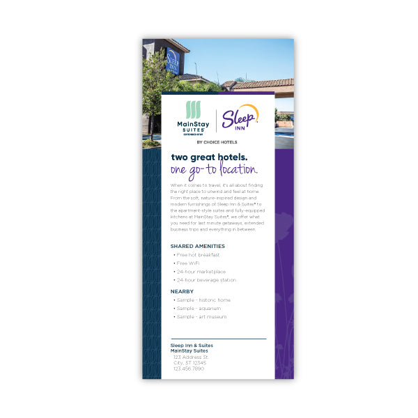 Lodging Rack Card Dual-Brand Rack Card - Sleep Inn & MainStay Suites – Sable Hotel Supply