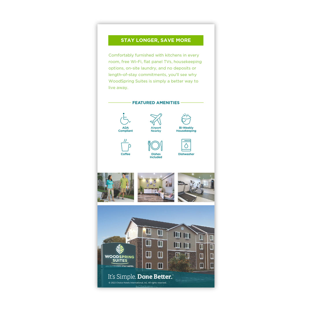 Resort And Rack Card Rack Card - WoodSpring Suites – Sable Hotel Supply