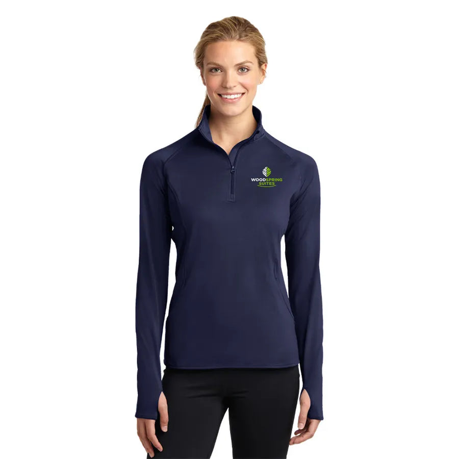 Women's Stretch 1/2-Zip Pullover - WoodSpring Suites - Sable Hotel Supply