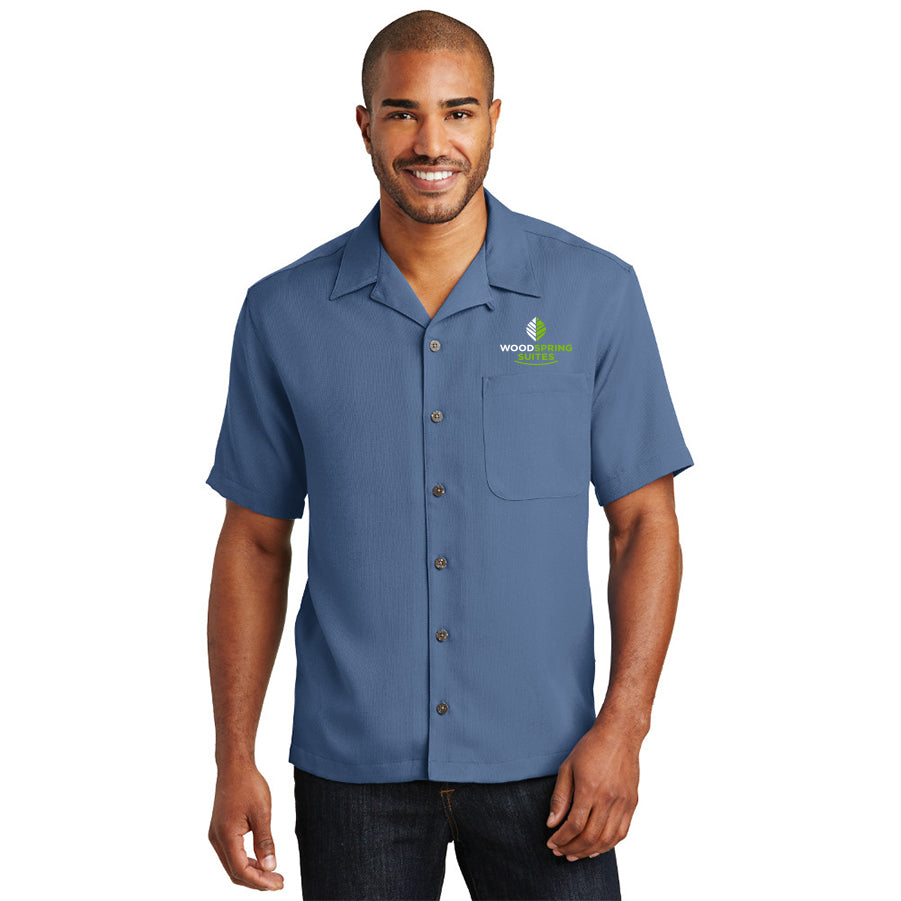 Men's Easy-Care Camp Shirt - WoodSpring Suites - Sable Hotel Supply