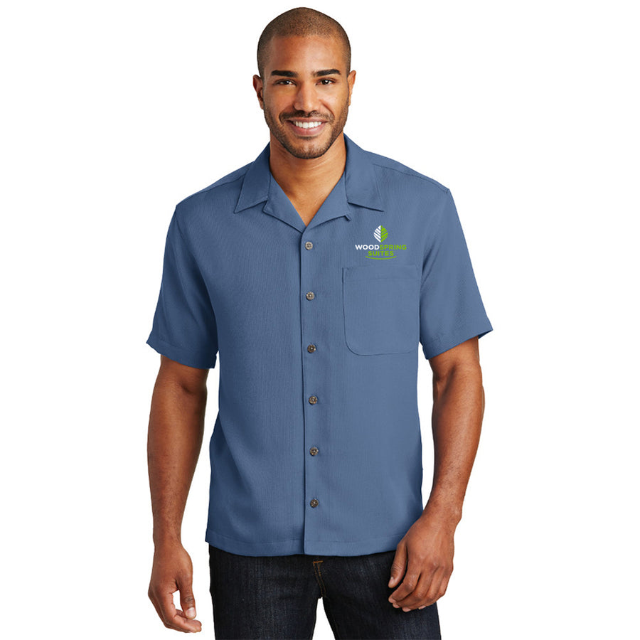 Men's Easy-Care Camp Shirt - WoodSpring Suites - Sable Hotel Supply