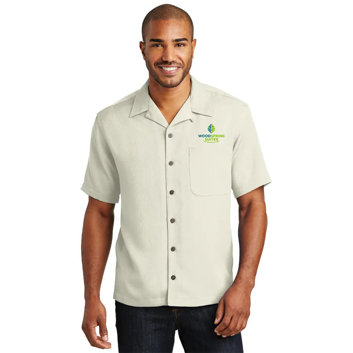 Men's Easy-Care Camp Shirt - WoodSpring Suites - Sable Hotel Supply