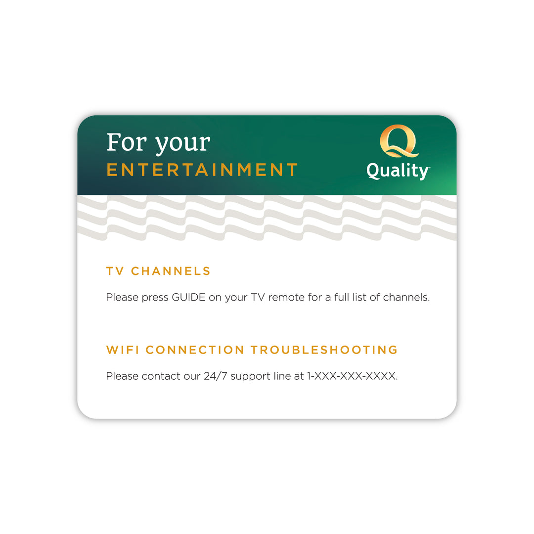 Small Entertainment Cards - Quality - Sable Hotel Supply